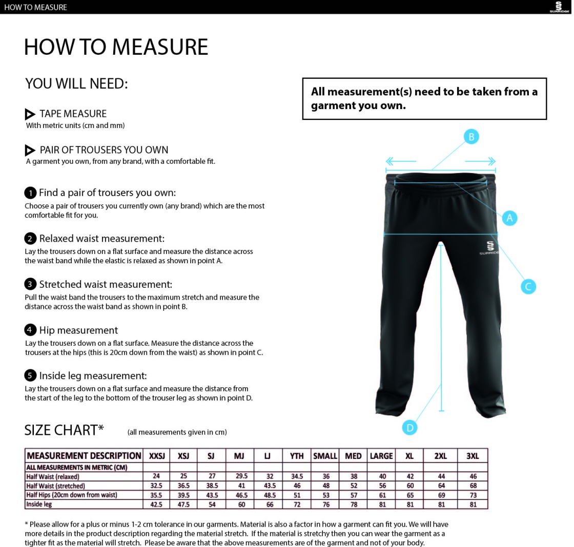 Students Dual Poplin Track Pant - Men's/Unisex Fit - Size Guide