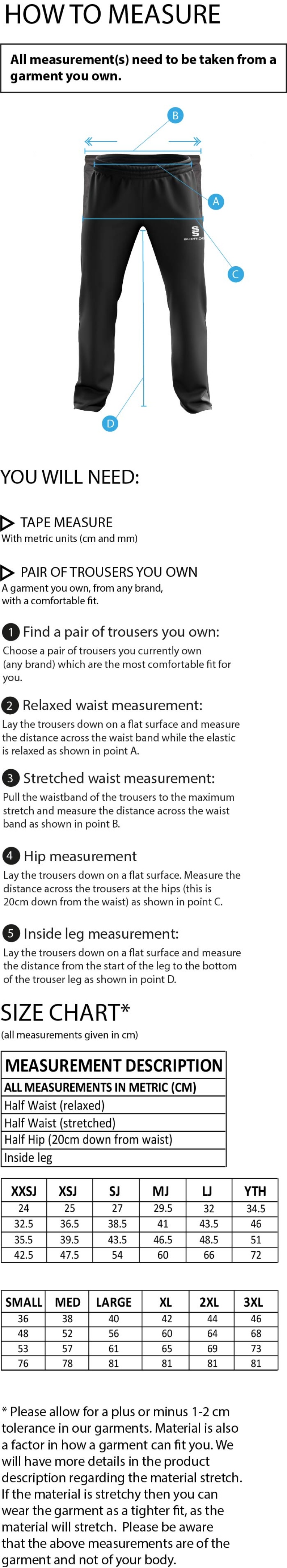 Students Dual Poplin Track Pant - Men's/Unisex Fit - Size Guide