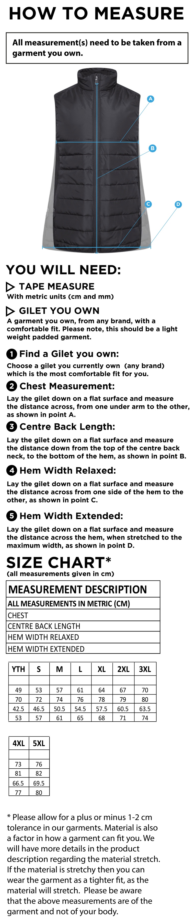 Students ACTIVE HYBRID JACKET - Size Guide