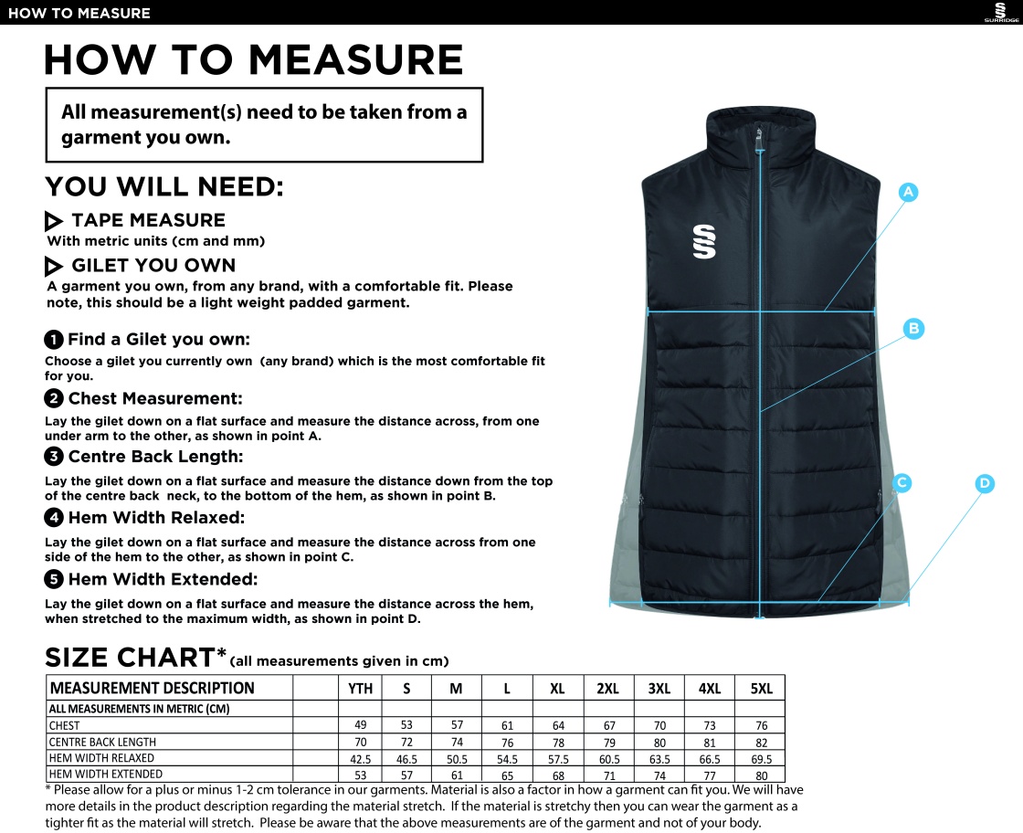 Students ACTIVE HYBRID JACKET - Size Guide