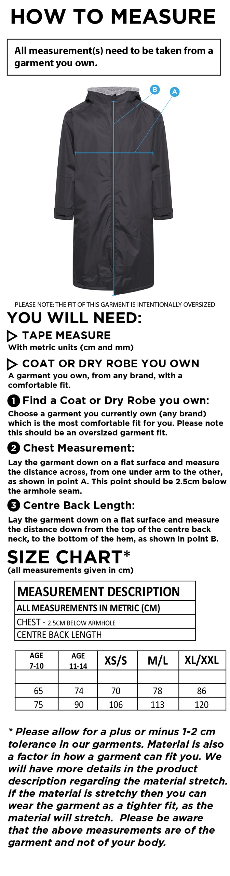 Students Active Thermal Fleece Robe - Unisex Fit - Size Guide