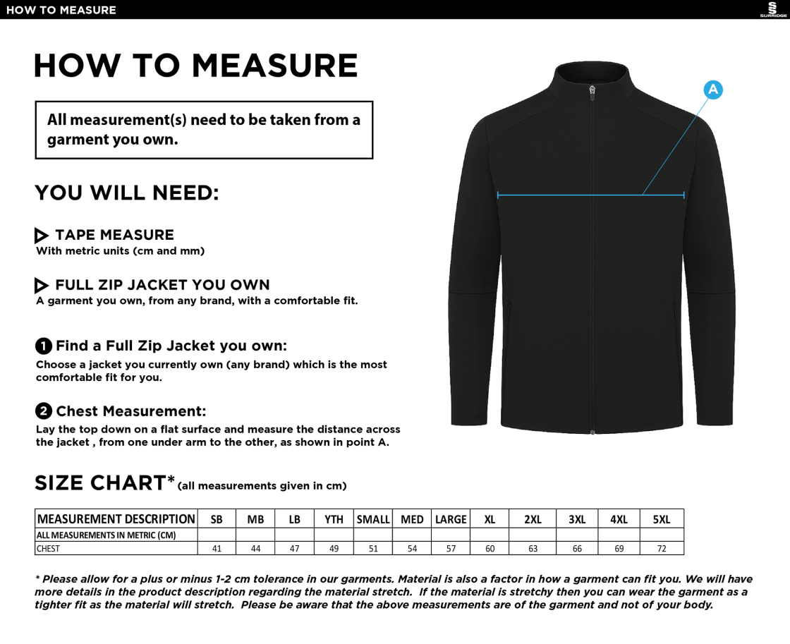 Students - ACTIVE PRESENTATION JACKET - Size Guide
