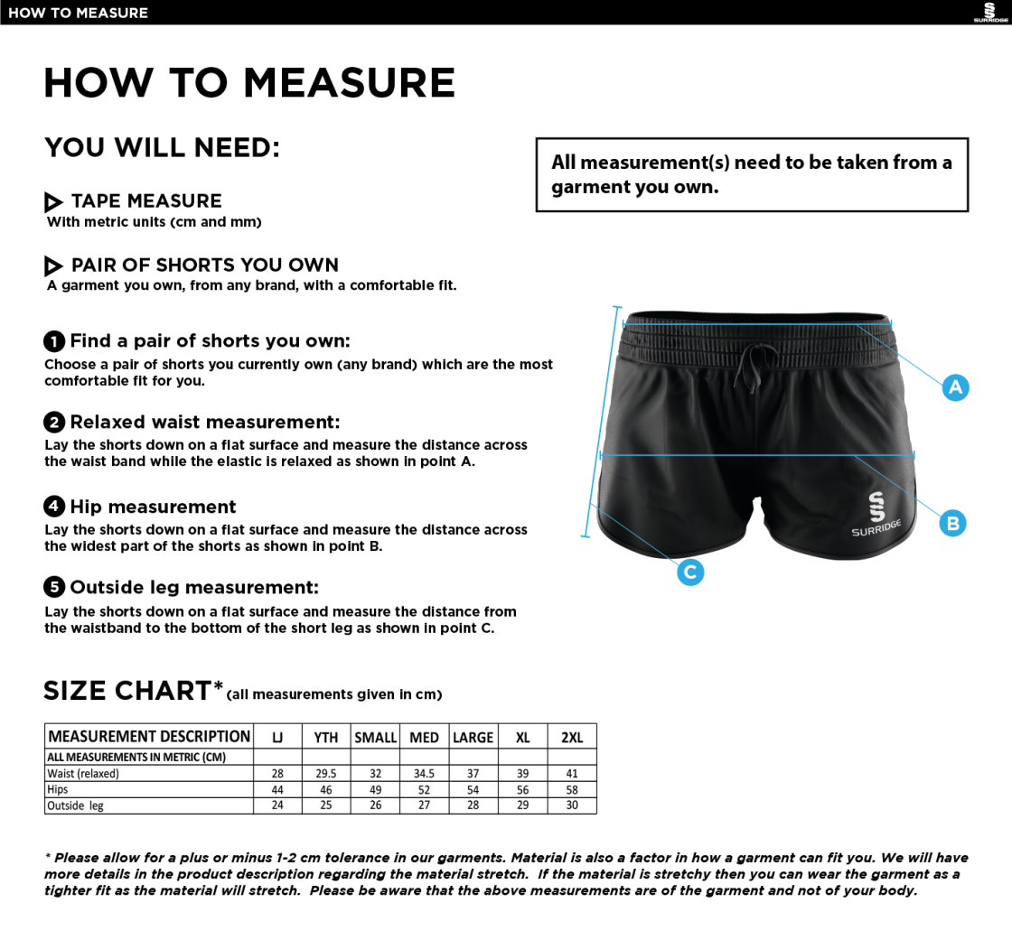 Students Dual Active Short - Women's Fit - Size Guide