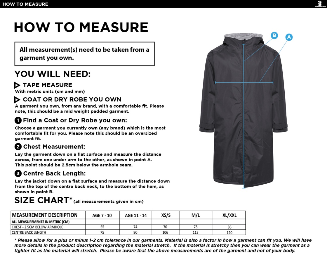 Students Active Thermal Fleece Robe - Unisex Fit - Size Guide