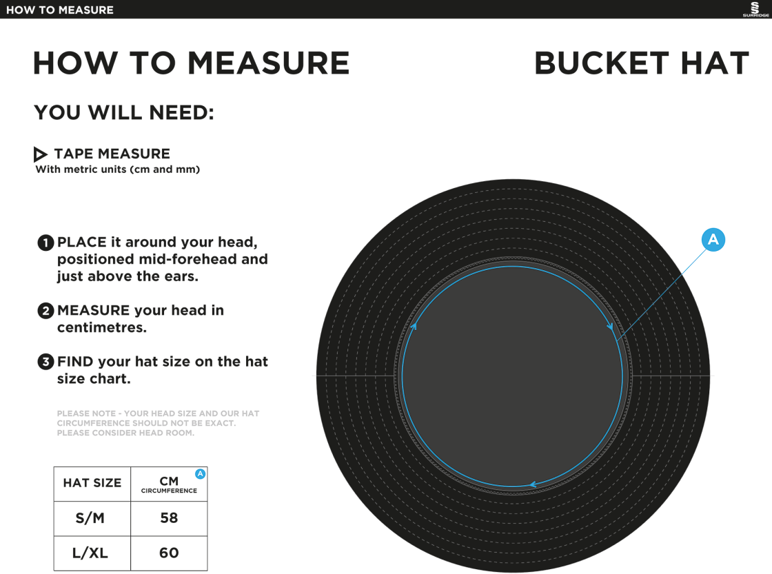 Students Bucket Hat - Size Guide